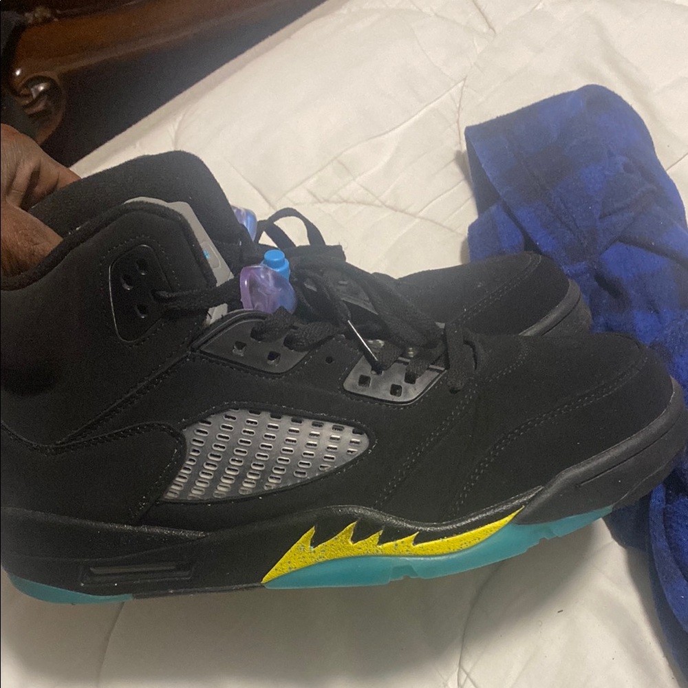 Jordan Black and Yellow Sneakers with Suede Upper